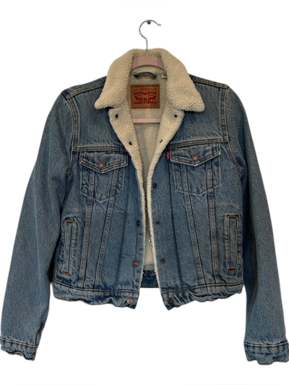 Levi's Light Blue Denim Jacket with Cream Sherpa Collar